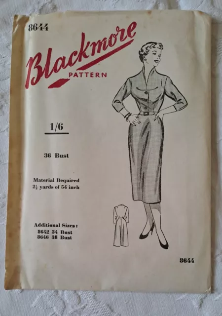 1950s Vintage Sewing Pattern Plunge Wiggle Dress Bullet Bra Diana