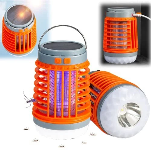 Solar LED Electric Shock Mosquito Killer Light Mute Mosquitoes Zapper Trap