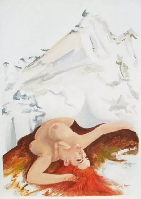 Cuadro, Obra Original de Jose Miguel Alguer, Manto de Nieve Acrílico sobre catón