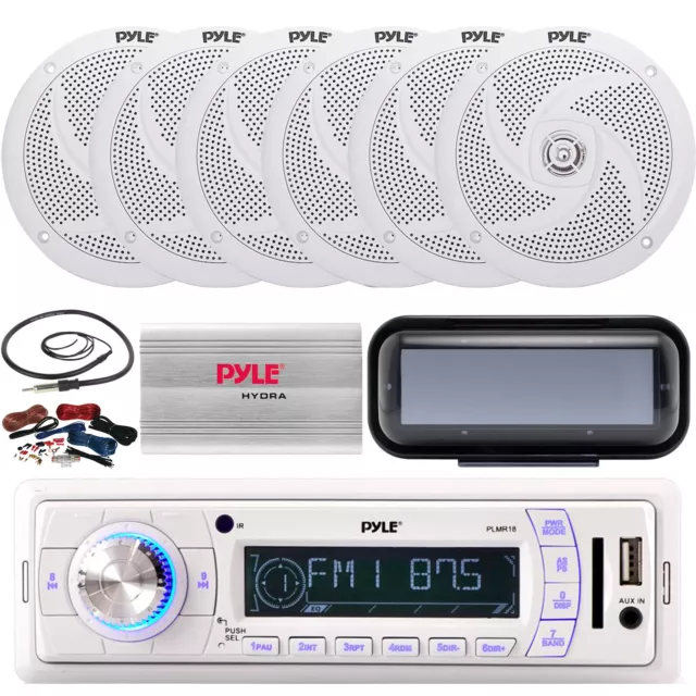 Pyle PLMR18 Receiver w/ Cover, 6x 6.5'' 240W Speakers, Amplifier w/ Kit, Antenna