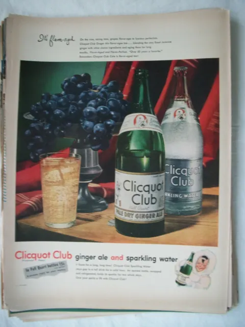 1948 VTG Original Magazine Ad Clicquot Club Soda GRAPES Flavor-Aged Gingerale