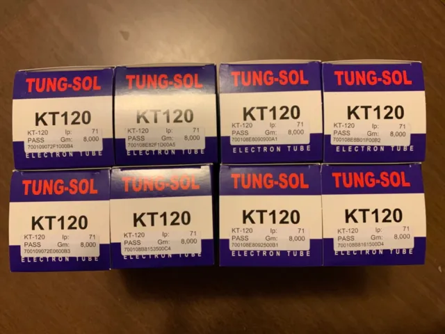 Factory Platinum Matched Octet Tung Sol KT120 tubes, Brand New in Box !