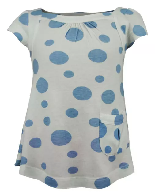 Girls Zara T-Shirt Top Short Sleeve Blue Polka Dot White Age 2 to 12 Years