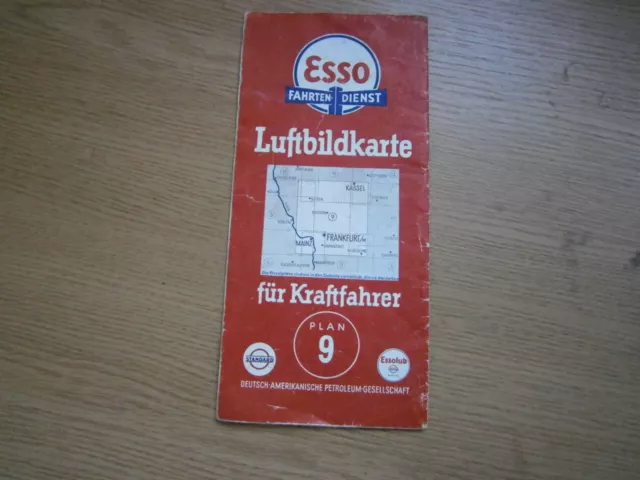 STANDARD, ESSO Luftbildkarte Plan 9, "Hessenland" originale Falt-Karte, Vorkrieg