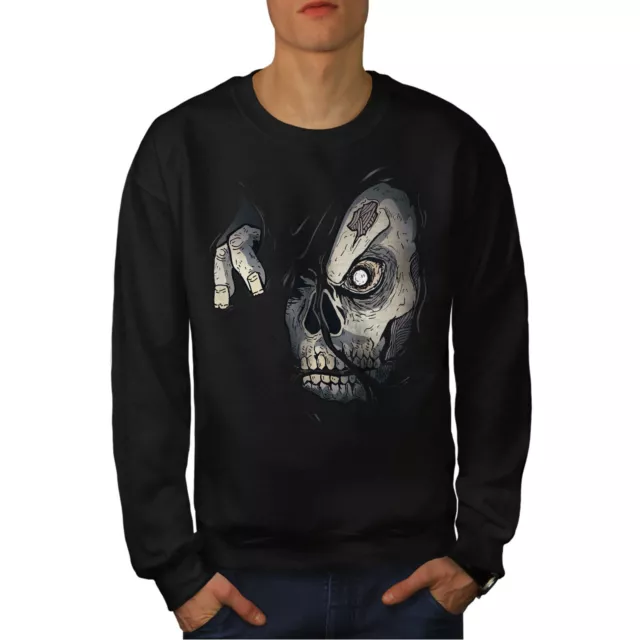 Wellcoda Zombie Skull Mens Sweatshirt, Monster Casual Pullover Jumper