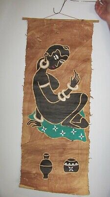 Old African Painting Artwork Wall Tapestry Poster Scroll - 39 Inches Long