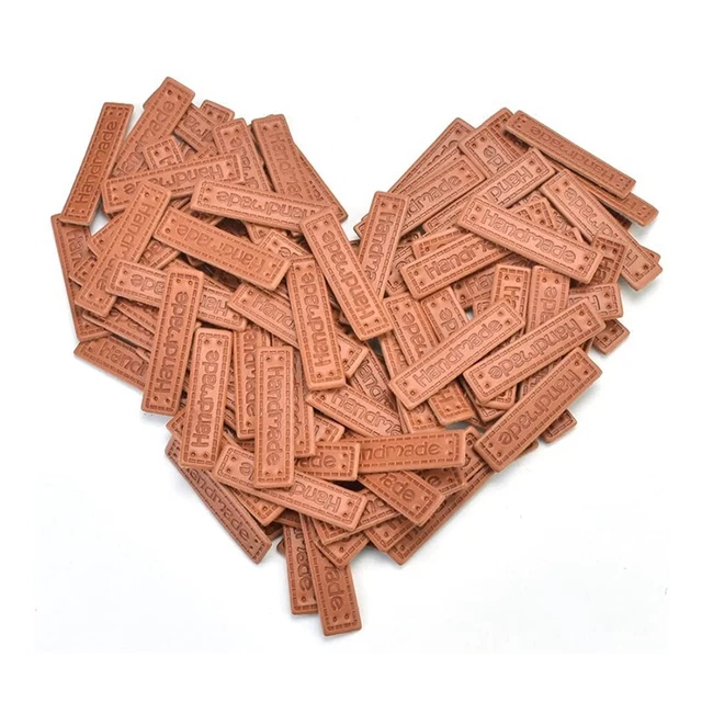 100Pcs PU Leather Handmade Labels Tags Embossed Labels Textile Leather LabeL5
