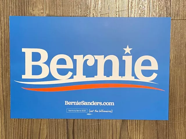 BERNIE SANDERS 2020 Official Rally Placard ~ Blue ~ Double-Sided ~ 15.5" x 10"