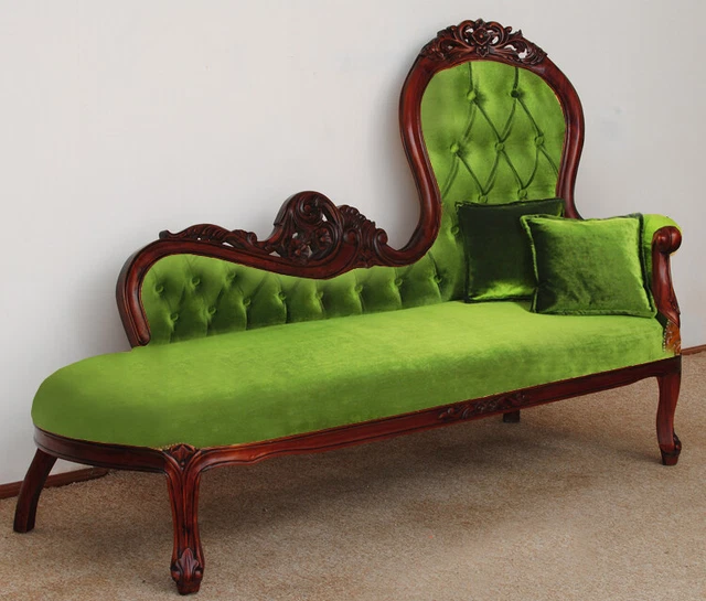 Chaise Longue Button Tufted Chesterfield Sofa Couch velvet fabric 78196a