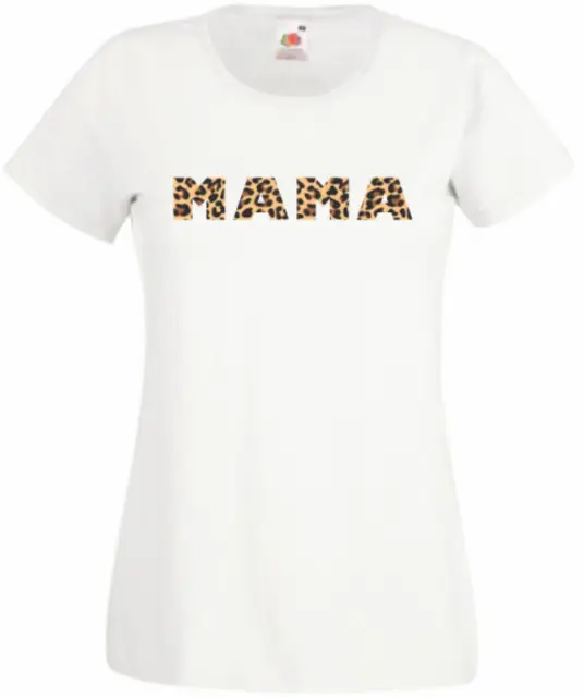 Mama t shirt leopard print top fashion cotton 8-22 black white new ladies women