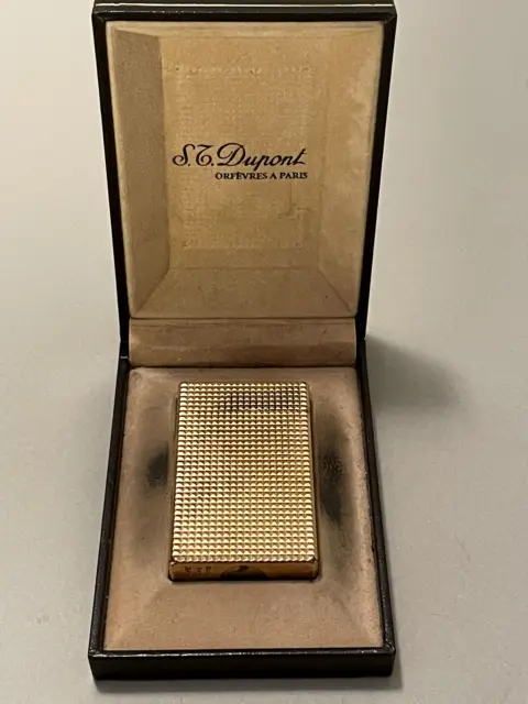 ACCENDINO S.T. DUPONT laminato oro, bocciardato - Usato, funzionante, scatola