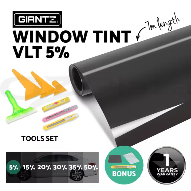 Window Tint Film 5% VLT 76cm X 7m  Black Roll Car House Home Tinting Tools Kit