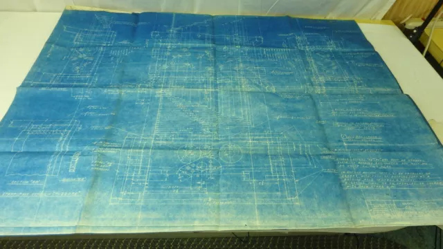 Antique Blueprint Industrial Art Detroit Automotive Ex-Cello Corp  1939 36"x48"