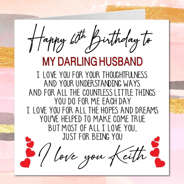 Husband 60th Birthday Card 7677 - HUGS & KISSES