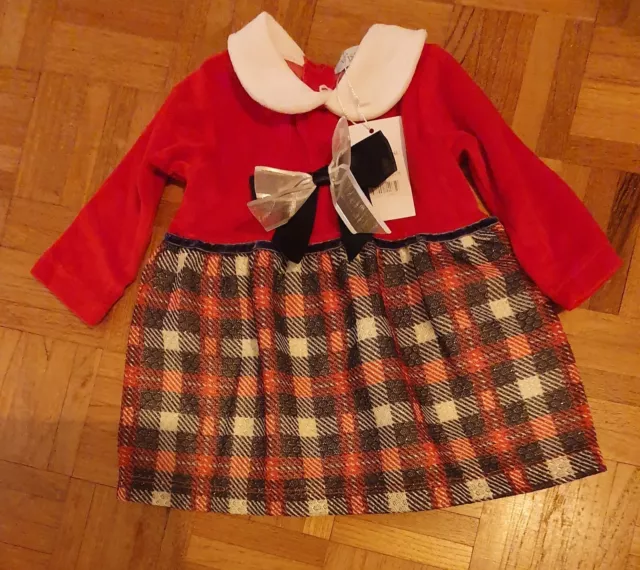 BNWT Visara baby girl red sparkle tartan Christmas dress Baby Girl 9-12 Months
