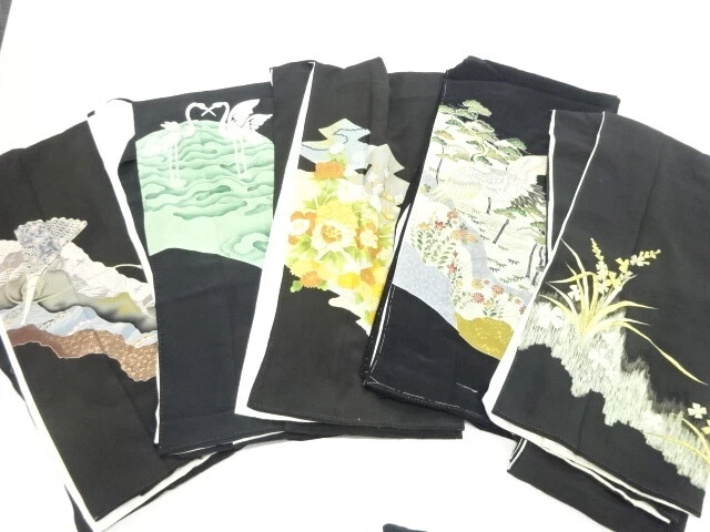 41120# Japanese Kimono / Antique Tomesode / Set Of 5