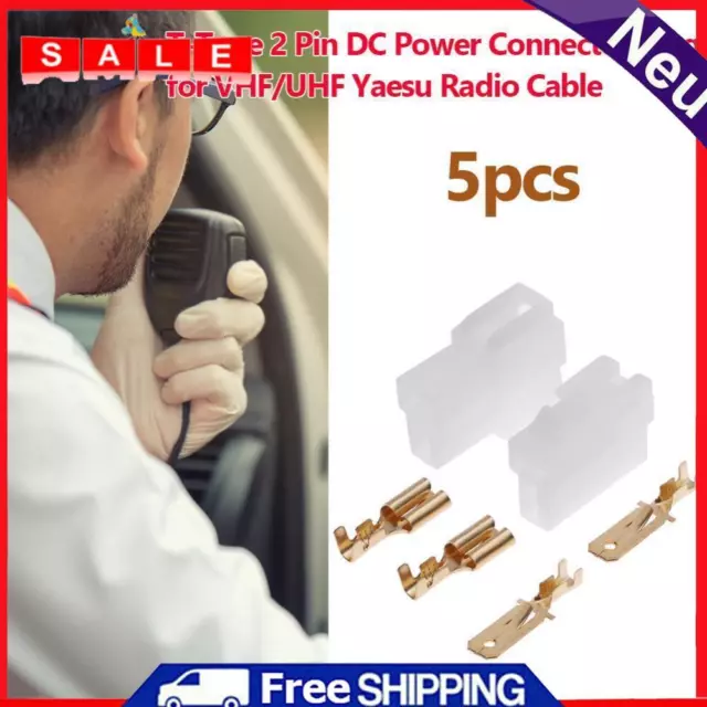 5 Sets Radio DC Power Connector Plug T-Type 2 Pin Male Female Wiring Adapter Kit