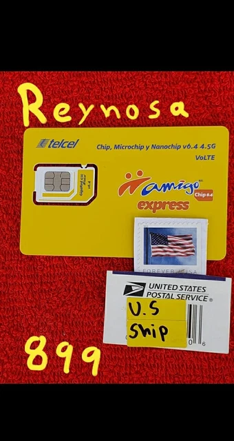Telcel Mexico REYNOSA LADA 899 BORDER McALLEN TEXAS YA ACTIVADA Prepai SIM Card,
