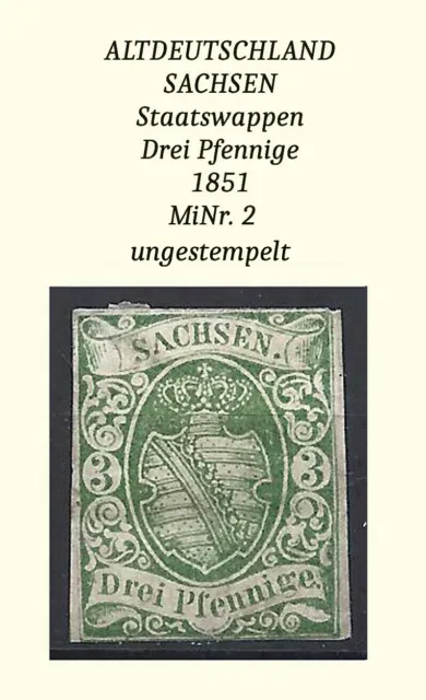 Altdeutschland Sachsen MiNr. 2 ungestempelt, schönes Sammlerstück