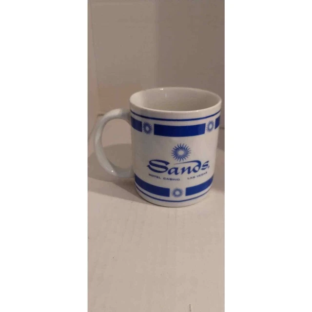 Sands Hotel Casino Las Vegas Blue and White Coffee Mug