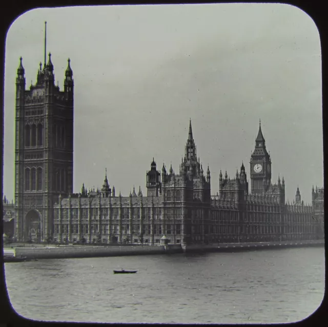 JV Glass Magic Lantern Slide HOUSES OF PARLIAMENT LONDON C1890 PHOTO UK