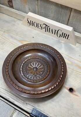 8” carved wall hanging decorative wooden plate carved flower