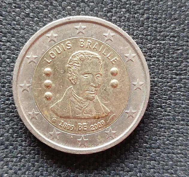2 EURO MÜNZE Strichmännchen Republik Österreich Louis Braille Belgien gebraucht EUR 5,99