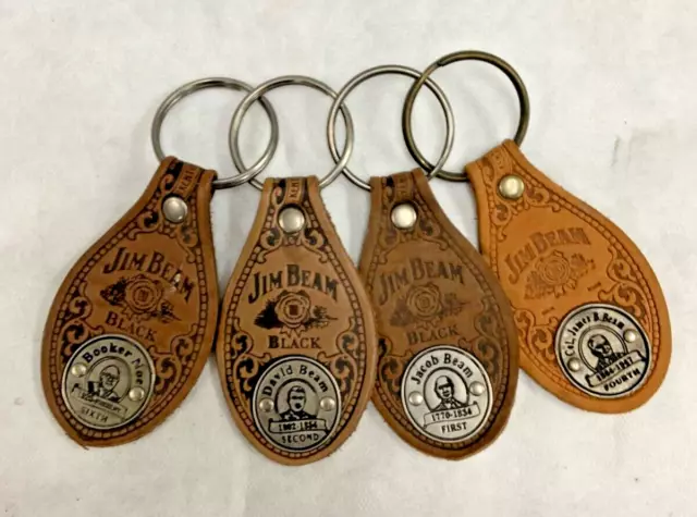 KEYRINGS - Jim Beam Collectible Leather Fob - Distillers Series x 4