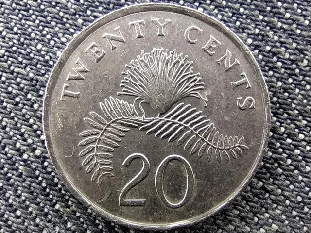 Singapore Ribbon Upwards 20 Cents Coin 1986