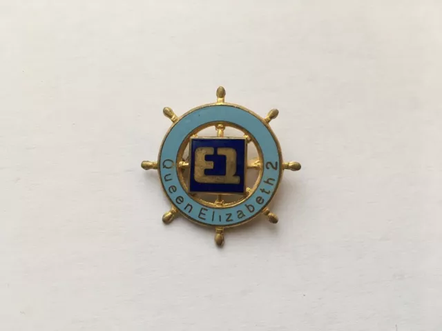C1969-70 Vintage Cunard Queen Elizabeth 2 E2 Launch Souvenir Ships Wheel Badge
