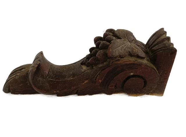 Antique French Carved Wood  Reclaimed Architectural Trim Pediment Salvage Finial