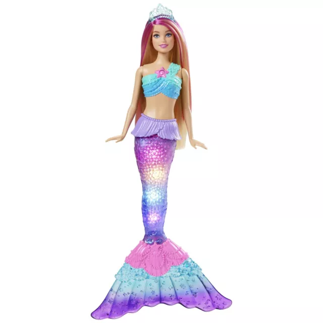 Barbie Dreamtopia Mermaid Doll with Twinkle Light-Up Tail and Pink-Streaked Hair