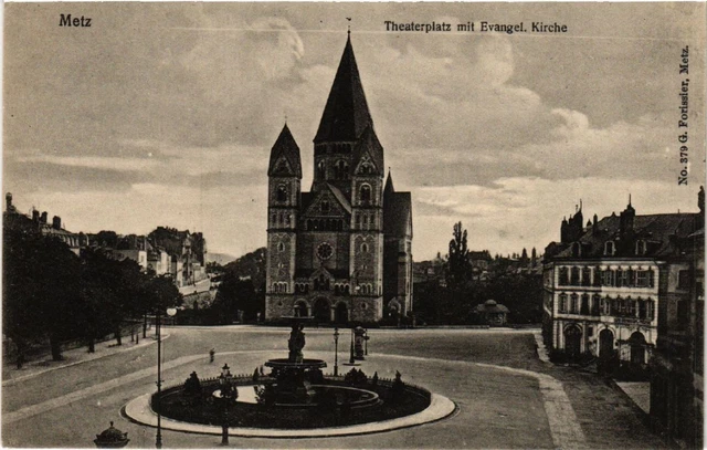 CPA AK METZ Theaterplatz mit Evangel. Kirche (455006)