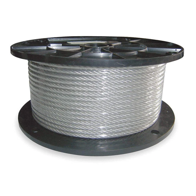 DAYTON 2TAE2 Cable,1/8 In,L100Ft,WLL400Lb,7x19,Steel