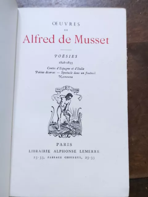 Oeuvres de Alfred de Musset poésies / Lemerre 1949