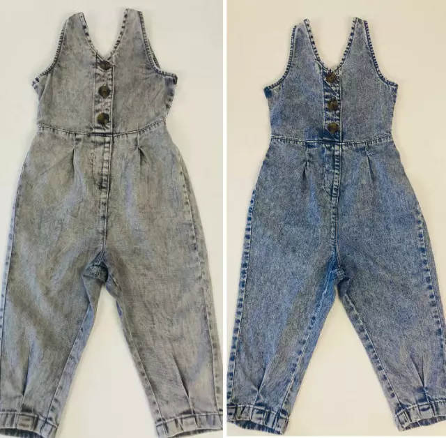 Girls Playsuit Button Front Denim Dungarees Grey Blue rrp £23 High Street Brand