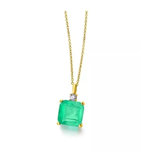 Ras-Du-Cou Or 18 K Lecarré Green Love GD100OA Pendentif Quartz Vert Émeraude