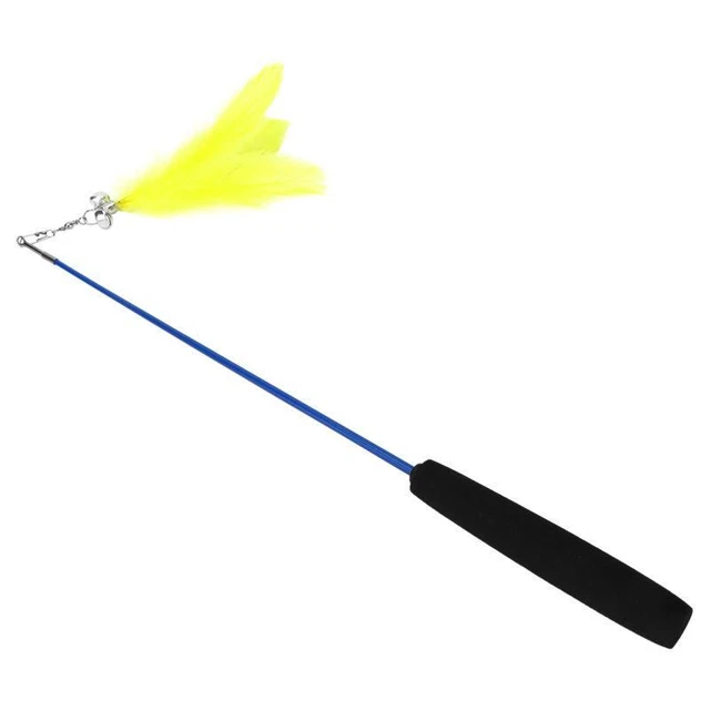 Interactive Cat Feather Stick Toy - Telescopic Wand with Bells for Indoor Fun