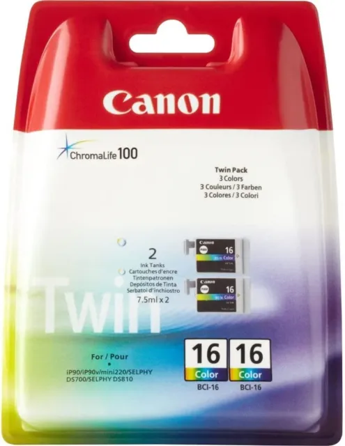 Canon BCI-16 lot de 2 cartouche d'encre authentique couleur (TVA incluse)