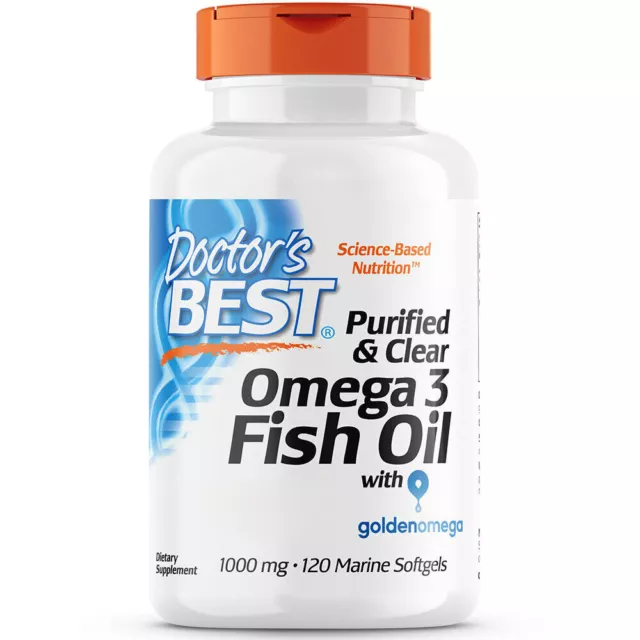 Doctor's Best, huile de poisson oméga 3 purifiée et claire, 1000 mg, 120...