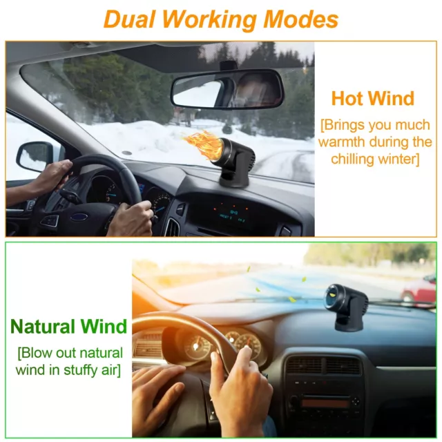 2 in 1 Heating & Cooling Fan Car Heater Portable Windshield Defogger Defroster 3