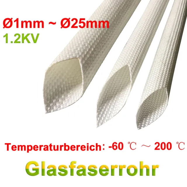 Tubo di vetro in fibra di silicone cavo sleeven nastro isolante 200°C Ø1 mm - 25 mm bianco alta TEMP