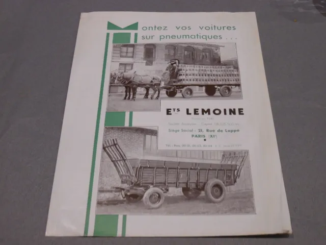 Catalogue Ets LEMOINE – Voitures sur pneumatiques – 4 pages