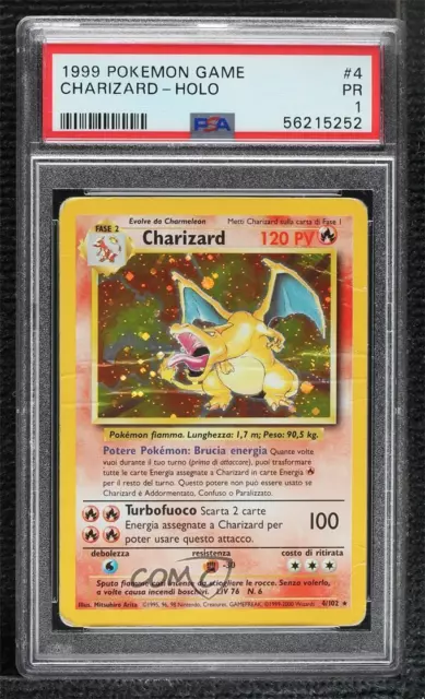 1999 Pokemon Italian Charizard #4 PSA 1 1t5