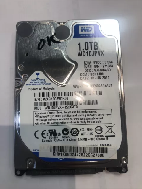 Western Digital WD Blue 1To SATA III 2,5" Disque Dur Interne (WD10JPVX)