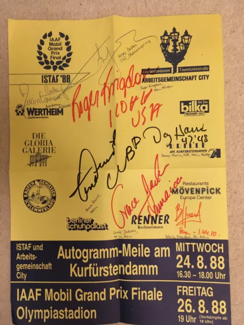 Poster 1988 ISTAF Autographs: Quirot, G. Jackson, Harris, Grandyn, Kingdom,Bubka