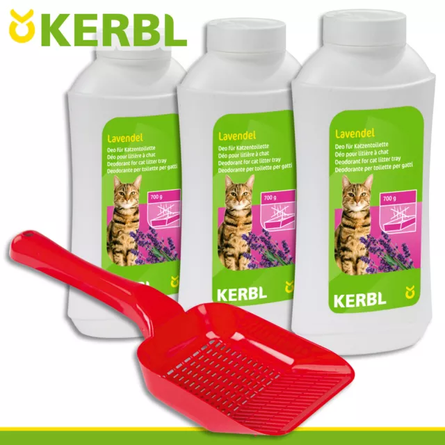 Kerbl 3 x 700 G Deo-Konzentrat pour Toilettes Lavande + Katzenstreuschaufel