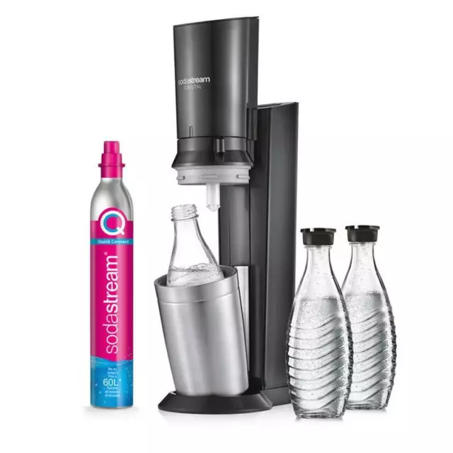 SodaStream Crystal 3.0 CQC Wassersprudler Titan 3x Karaffen 0,7l + 1x Zylinder