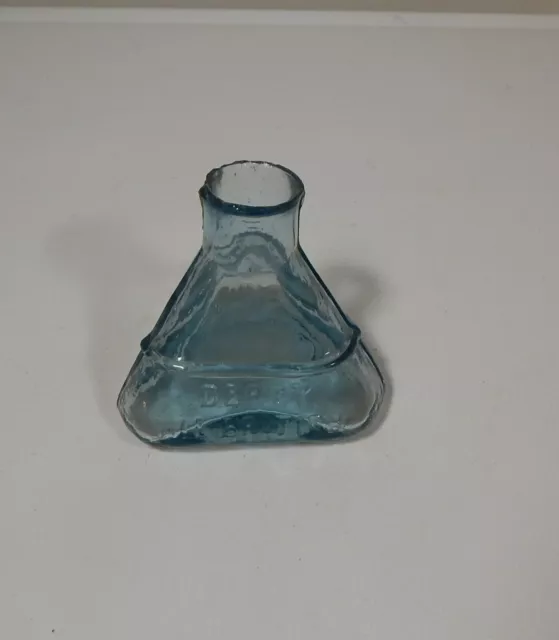 Antique Derby All British Pyramid Sheared Lip Ink Bottle - Ice Blue