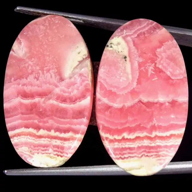 49.00Cts Natural Rhodochrosite Pair Oval Cabochon Loose Gemstones